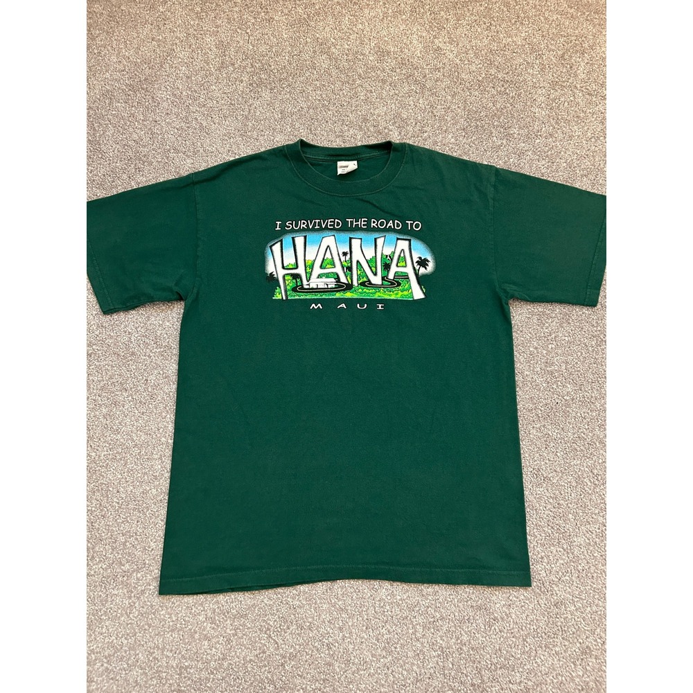Hawaii Maui Anvil Road to Hana Maui T-Shirt Mens Medium Green Excellent Tee
